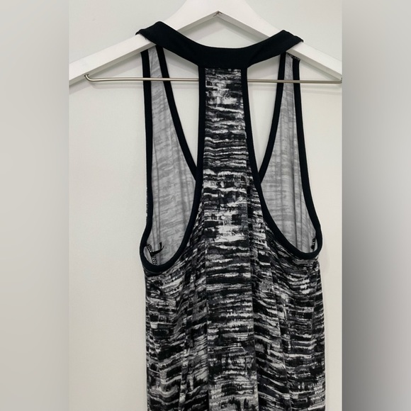 Athleta Soft Racerback Ruched Dress Black & Gray Space Dye Size Medium - Picture 5 of 8